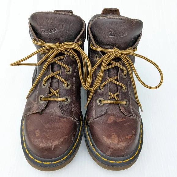 DOC MARTENS 8444 Lace-up high top brown leather work boots