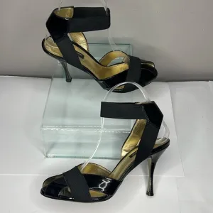 Dolce &amp; Gabbana Sz 36 Patent Leather Elastic Peep Toe Heels Sandals