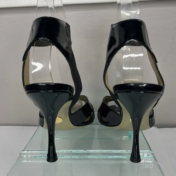 Dolce &amp; Gabbana Sz 36 Patent Leather Elastic Peep Toe Heels Sandals