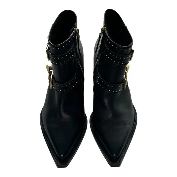 Dolce Vita Ronnie Black Ankle Boots Gold Studs Sz: 7