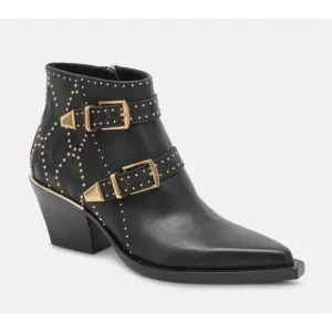 Dolce Vita Ronnie Black Ankle Boots Gold Studs Sz: 7