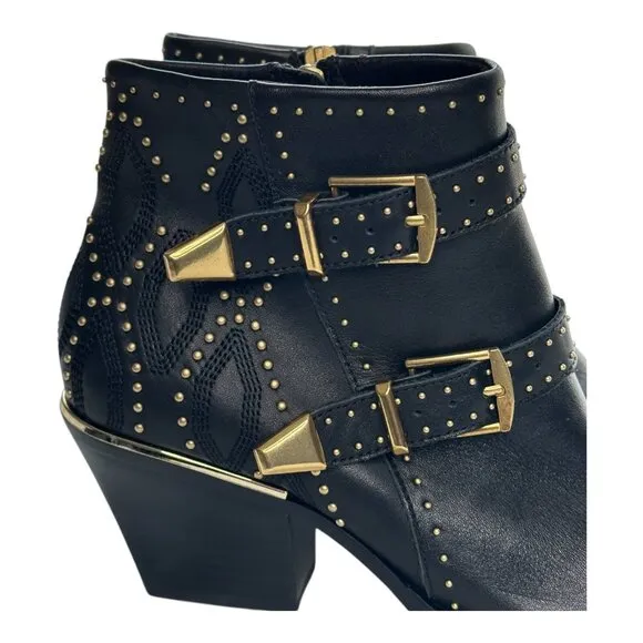 Dolce Vita Ronnie Black Ankle Boots Gold Studs Sz: 7