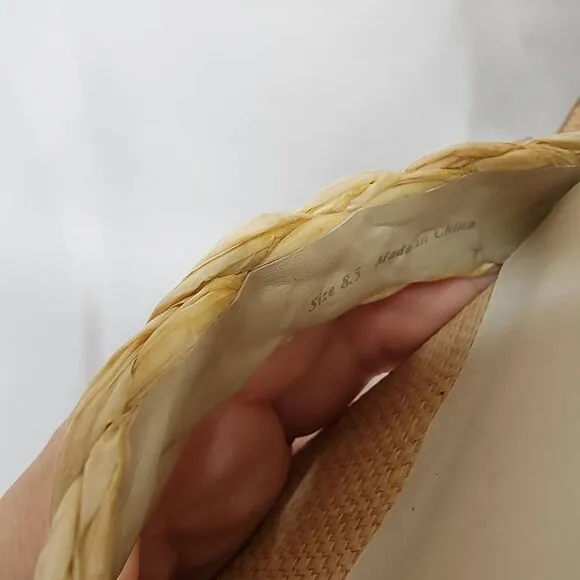 Dolce Vita Size 8.5 Women's Ashby Heeled Sandal Lt Natural Raffia Braided Straps