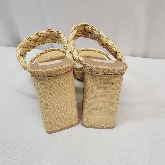 Dolce Vita Size 8.5 Women's Ashby Heeled Sandal Lt Natural Raffia Braided Straps