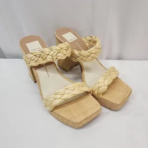 Dolce Vita Size 8.5 Women's Ashby Heeled Sandal Lt Natural Raffia Braided Straps