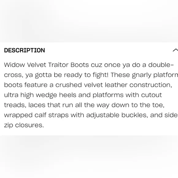 ✨🆕Dolls Kill X Widow BN NEVER WORN!Size 8 Velvet Traitor Boots!BNIB!🖤