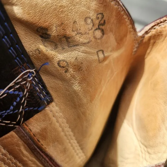 Don Diego Vintage Leather Cowboy Western Boots Red &amp; Blue Embroidery 9 1/2D