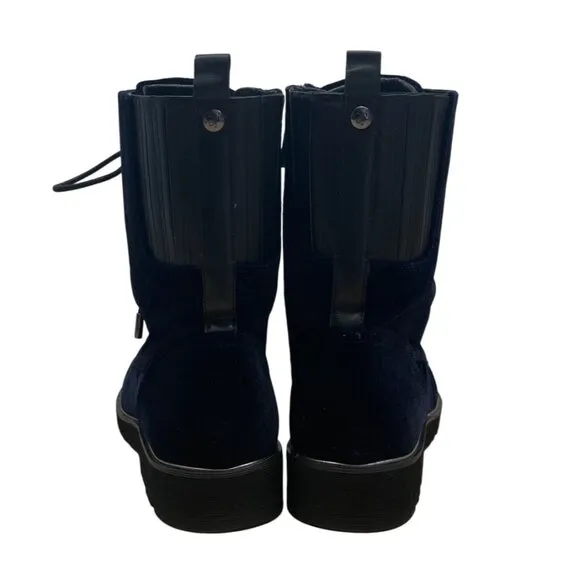 Donald J Pliner Mens Navy Velvet &amp; Leather Carmin-U Combat Boots Size 11M