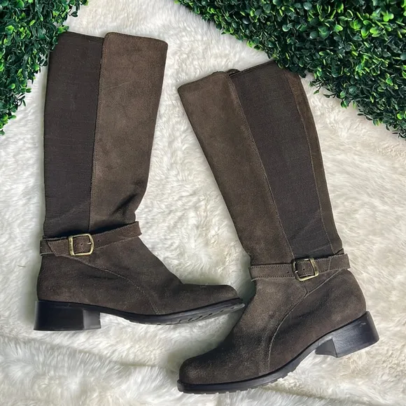 Donald J Pliner Tall Brown Leather Riding Boots Sz 7.5 Bolade