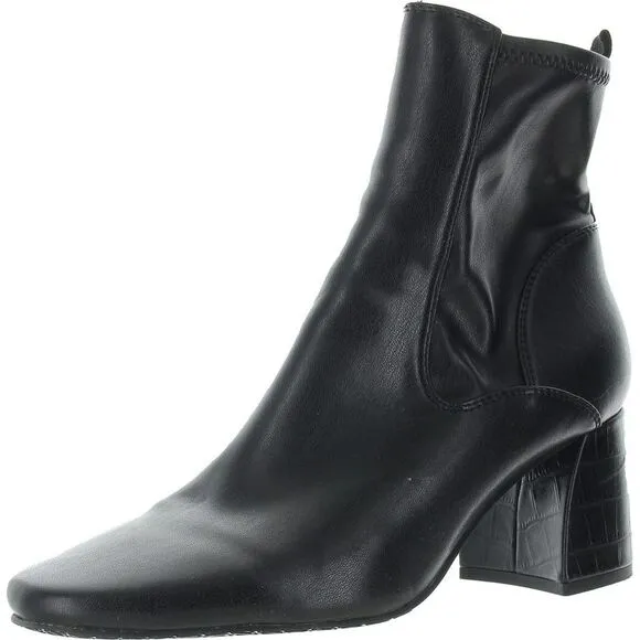 Donald J. Pliner Womens Black Cushioned Footbed Faux Leather Ankle Boots Used