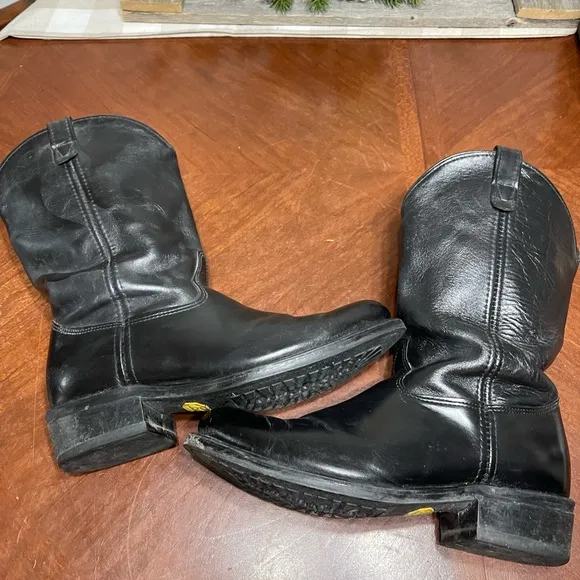 Double H. Black Cowboy Work Biker Western  Leather Vibram Sole Boots 462012 12