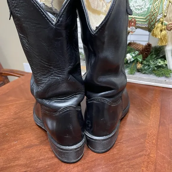 Double H. Black Cowboy Work Biker Western  Leather Vibram Sole Boots 462012 12
