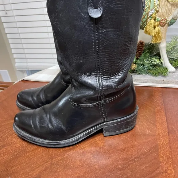 Double H. Black Cowboy Work Biker Western  Leather Vibram Sole Boots 462012 12