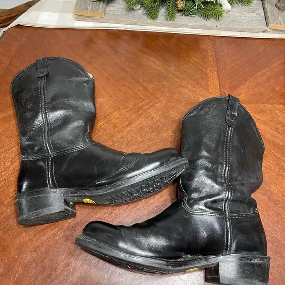 Double H. Black Cowboy Work Biker Western  Leather Vibram Sole Boots 462012 12