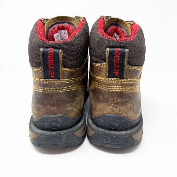 Double-H Brown Leather Composite Toe Safety Work Boots Lace Up Men's Size 12