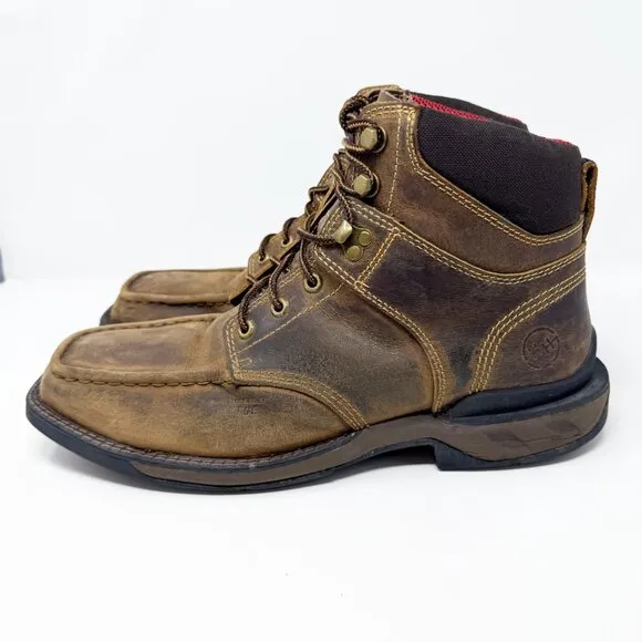 Double-H Brown Leather Composite Toe Safety Work Boots Lace Up Men's Size 12