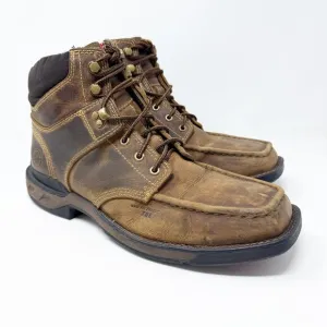 Double-H Brown Leather Composite Toe Safety Work Boots Lace Up Men's Size 12