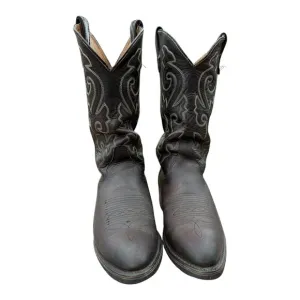 Double-H Leather Pull On Work Western Boots Mens US 8.5 EE Steel toe cowboy