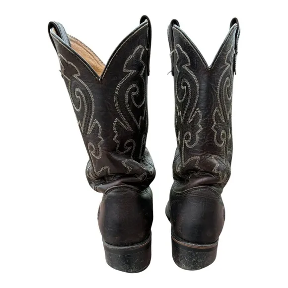 Double-H Leather Pull On Work Western Boots Mens US 8.5 EE Steel toe cowboy
