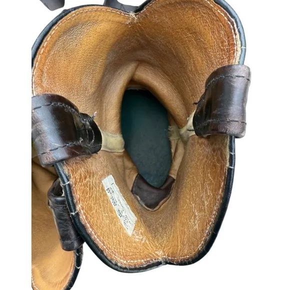 Double-H Leather Pull On Work Western Boots Mens US 8.5 EE Steel toe cowboy