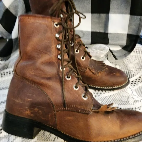 Double H men's lace up work boots brown size 7.5
