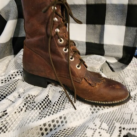 Double H men's lace up work boots brown size 7.5