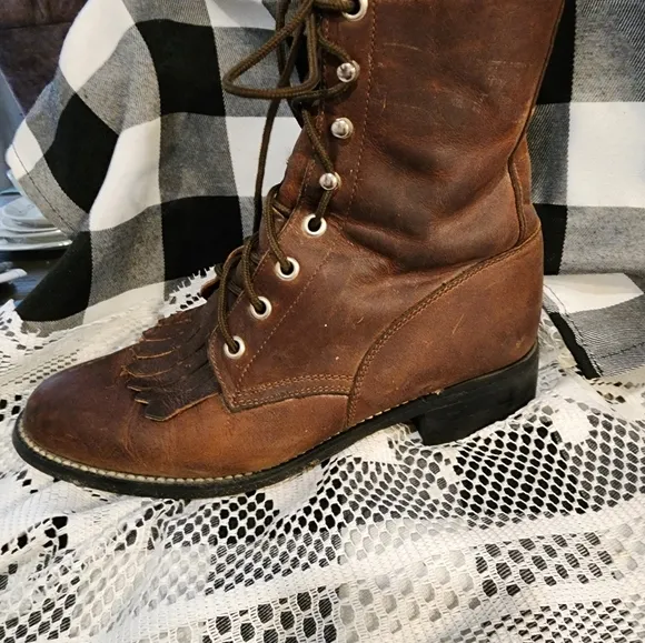 Double H men's lace up work boots brown size 7.5