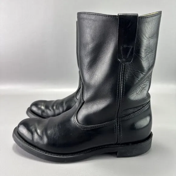 Double H Ranchwell Boots Mens 8.5 D Black Cowboy Western Pull on‎ American Work