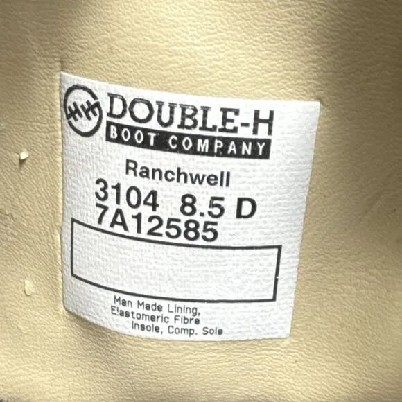 Double H Ranchwell Boots Mens 8.5 D Black Cowboy Western Pull on‎ American Work