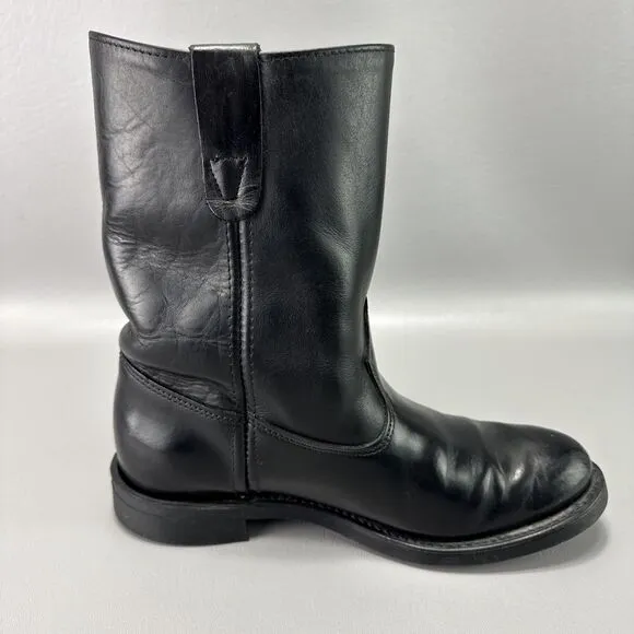 Double H Ranchwell Boots Mens 8.5 D Black Cowboy Western Pull on‎ American Work