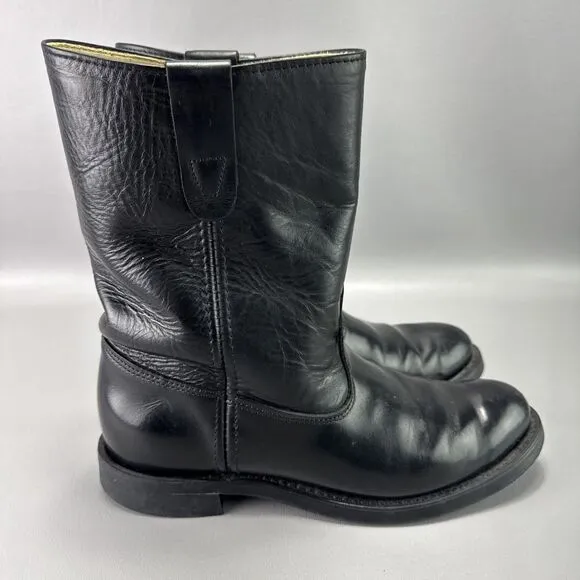 Double H Ranchwell Boots Mens 8.5 D Black Cowboy Western Pull on‎ American Work