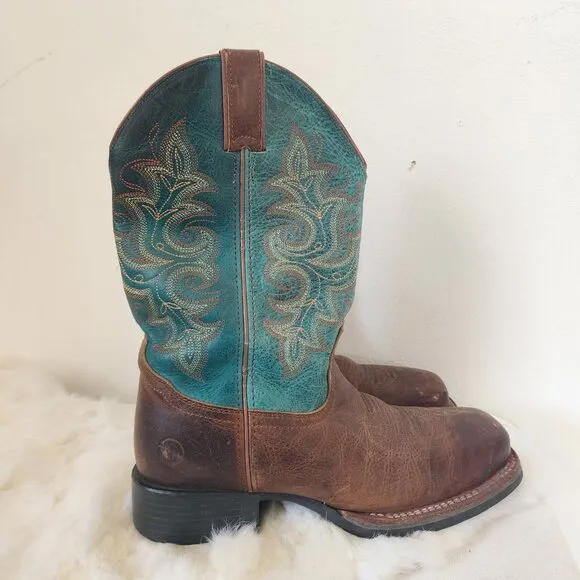 Double H Womens Boots Blue 7.5 D Made in Mexico 2413-11 Steel Toe Work Boots