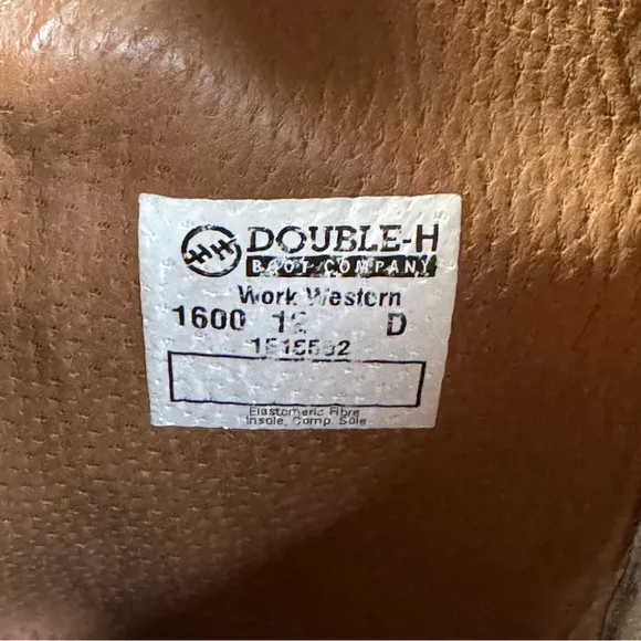 Double H Work Western leather boots mens 12 cowboy work boots brown farm