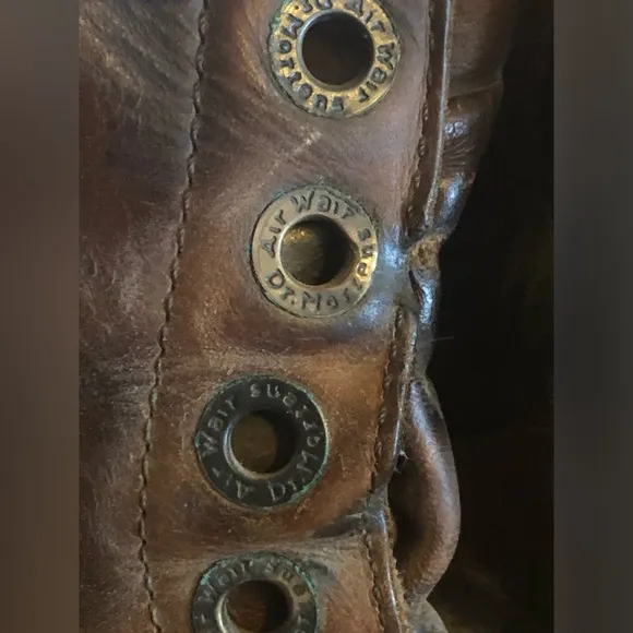 Dr Doc Martens Mens Size 10? Brown Leather Air Wair Work Combat Ankle Boots READ
