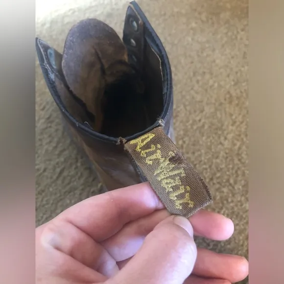 Dr Doc Martens Mens Size 10? Brown Leather Air Wair Work Combat Ankle Boots READ