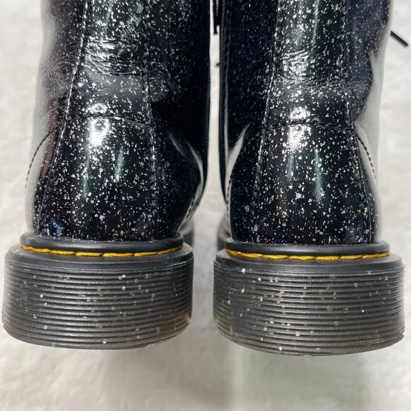 Dr Martens #1460 Kid's Black Glitter Ankle Lace Up Boots Shoes Size 5