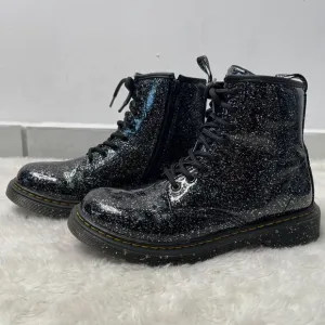Dr Martens #1460 Kid's Black Glitter Ankle Lace Up Boots Shoes Size 5
