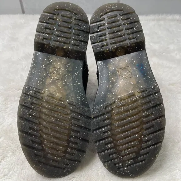 Dr Martens #1460 Kid's Black Glitter Ankle Lace Up Boots Shoes Size 5