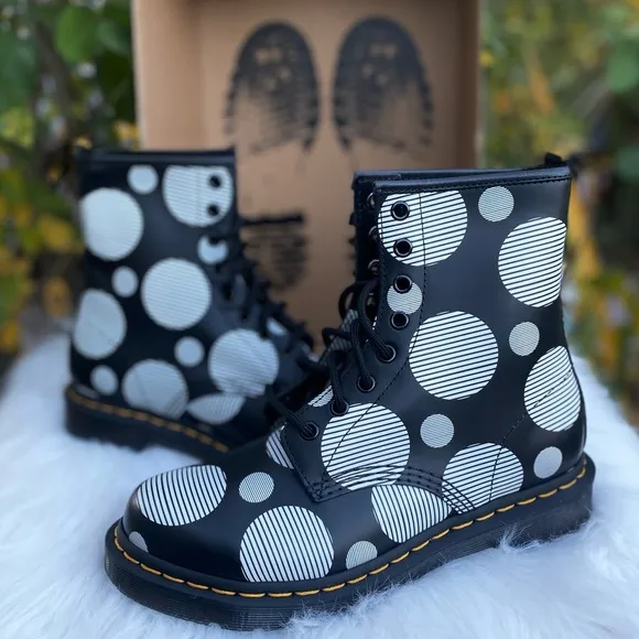 Dr. Martens 1460 Polka Dot Smooth Leather Lace Up Boots