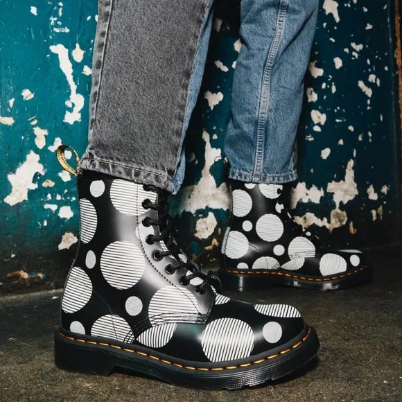 Dr. Martens 1460 Polka Dot Smooth Leather Lace Up Boots