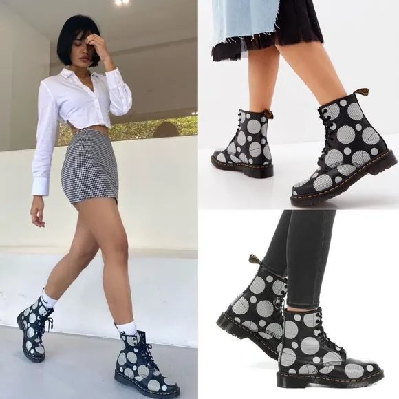 Dr. Martens 1460 Polka Dot Smooth Leather Lace Up Boots