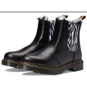 Dr Martens 2976 Leonore Chelsea Boots Womens Size 6 Black Smooth Leather Zebra