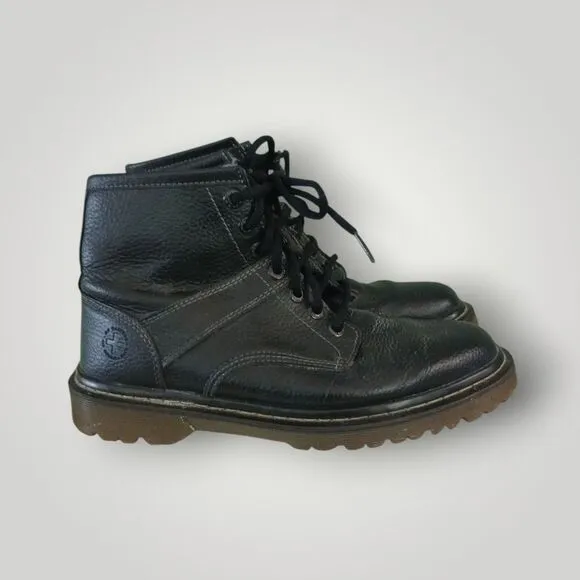 Dr. Martens 6&quot; Roseland Tough Black Pebbled Leather Boots Black Size 9