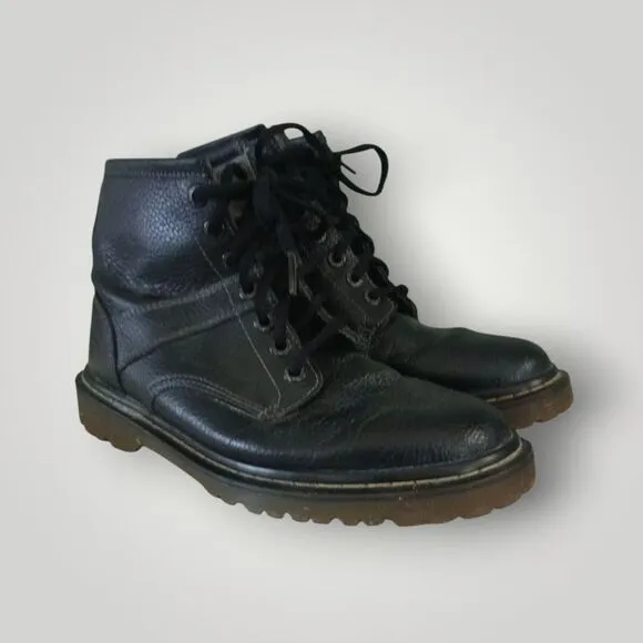 Dr. Martens 6&quot; Roseland Tough Black Pebbled Leather Boots Black Size 9