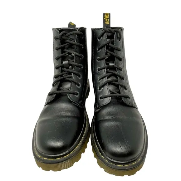 DR MARTENS Black Leather Luana Combat Boots Sz 9 Doc Air Wair Lace Up 90s Y2k