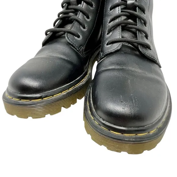 DR MARTENS Black Leather Luana Combat Boots Sz 9 Doc Air Wair Lace Up 90s Y2k