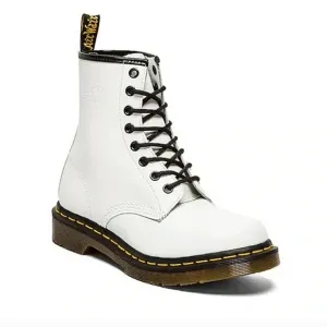 Dr Martens Boots 11821 White Classic Smooth Leather Lace Up Air Cushioned Moto