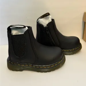 Dr. Martens Boots kids Toddler,Black Leather Boots with Yellow Stitching