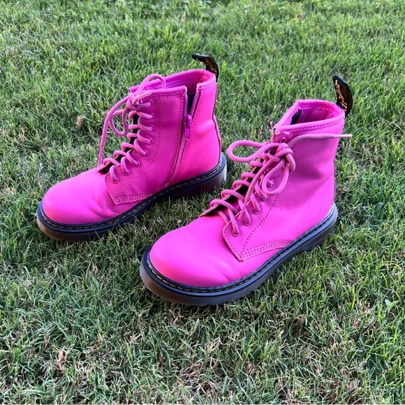 Dr Martens Bright Pink Lace-Up Boots