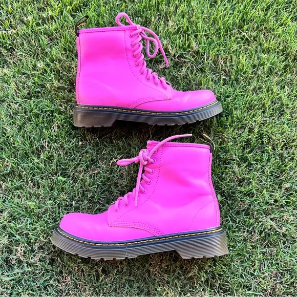 Dr Martens Bright Pink Lace-Up Boots